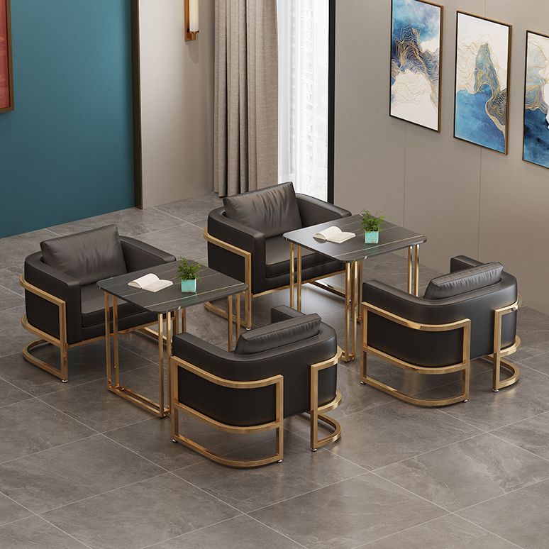 Industrial Sintered Stone Dinner Room Kitchen Table Black Table with Gold Frame for Dining Room
