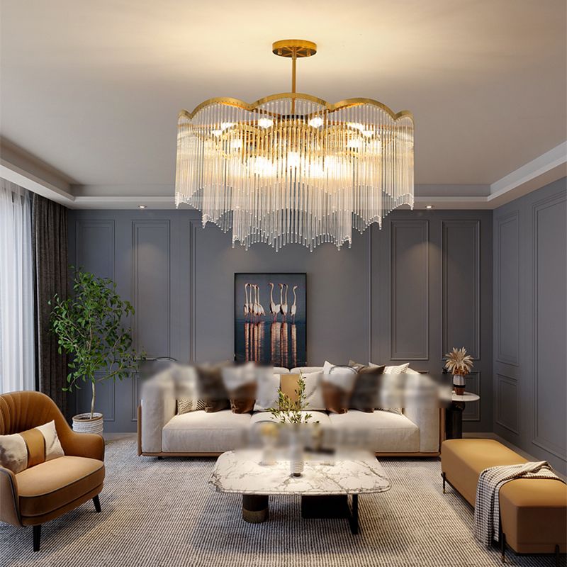 Accesorios de iluminación de araña circulares múltiples luces colgantes de vidrio de estilo moderno