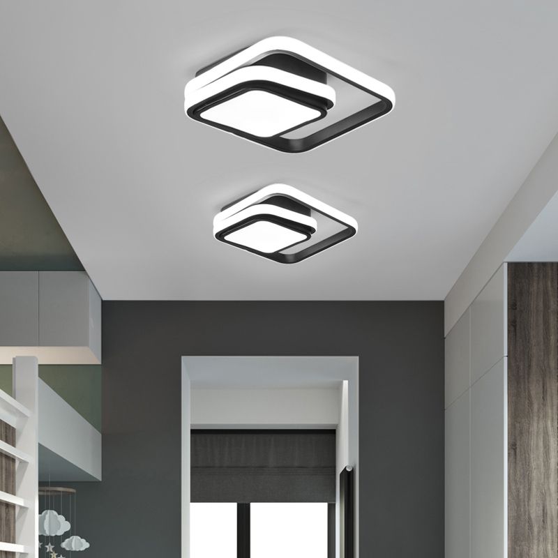 Plafonnier Led carré en aluminium, finition noire moderne, luminaire de plafond pour Foyer