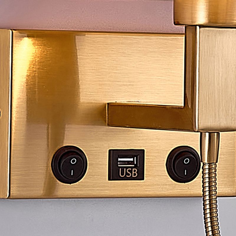 Metal Modern Wall Sconce Rectangle Shape Wall Light with Fabric Shade for Study