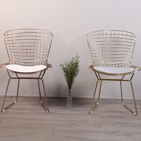 Sillas sin brazos de comedor de metal contemporáneo, respaldo abierto, silla lateral para uso doméstico