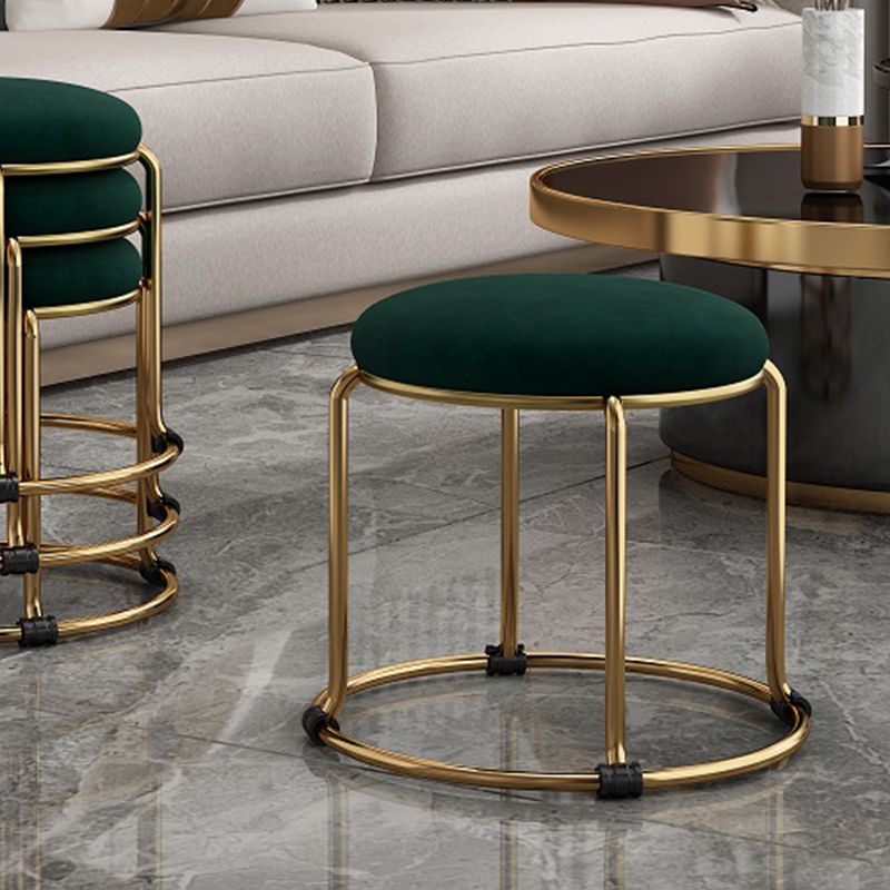 Contemporary Ottoman Fabric Upholstered Solid Color Round Ottoman