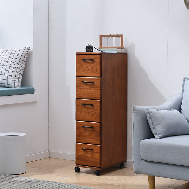 Solid Wood Accent Chest with Drawers 23.62" Wide Chest on Wheels
