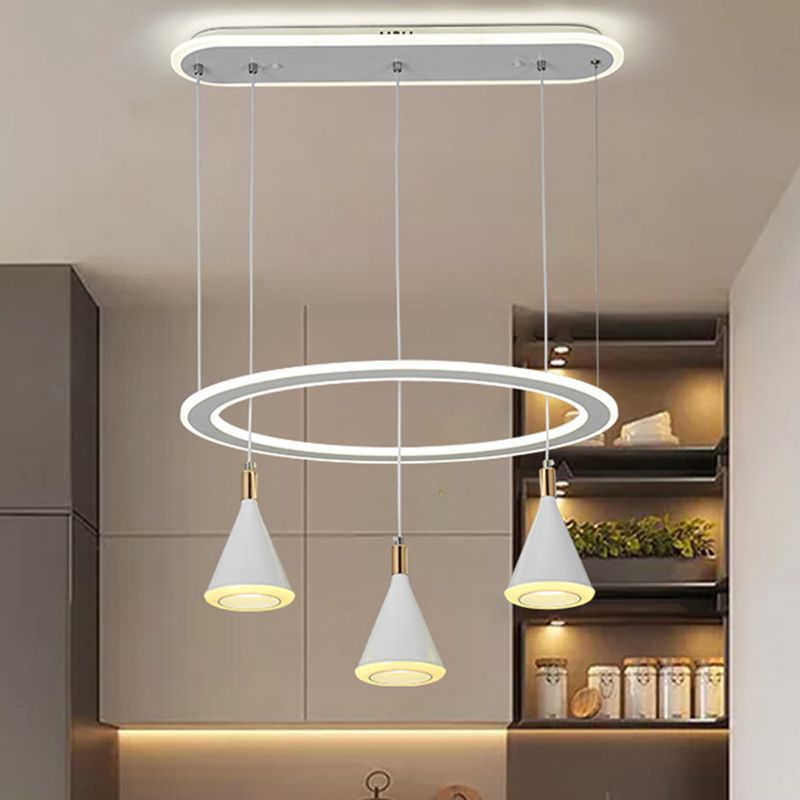 Pendentif multi-léger à cône blanc LED