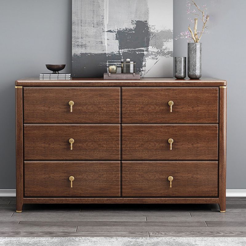 Glam Walnut Wood Storage Chest Bedroom Chest in Brown with Drawers