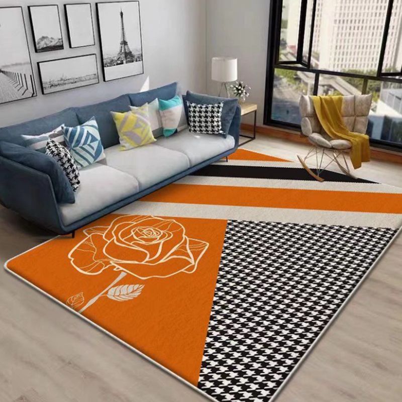 Dark Grey Carpet Poyester Graphic Carpet Washable Carpet for Home Decoration