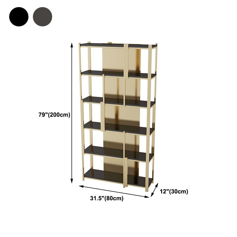 11.81"W 78.74"H Bookshelf Open Back Glam Style for Study Room Home Office