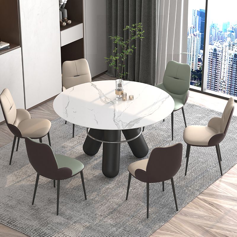 Chaises de salle à manger contemporaines en métal, chaises sans bras en cuir PU pour usage domestique