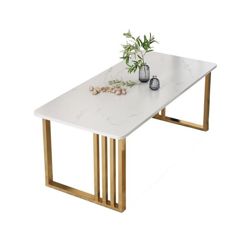Rectangle Dining Table Stone Dining Table with Double Pedestal