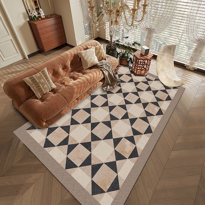 Vintage Check Rug Polyester Indoor Rug Non-Slip Area Carpet for Living Room and Bedroom