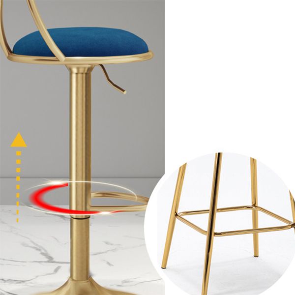 Adjustable Glam Bar Stool Footrest Low Back Upholstered Indoor Counter Stool