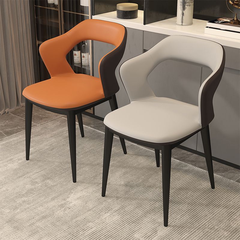 Contemporary Metal Dining Room Armchairs PU Leather Dining Chairs for Home Use