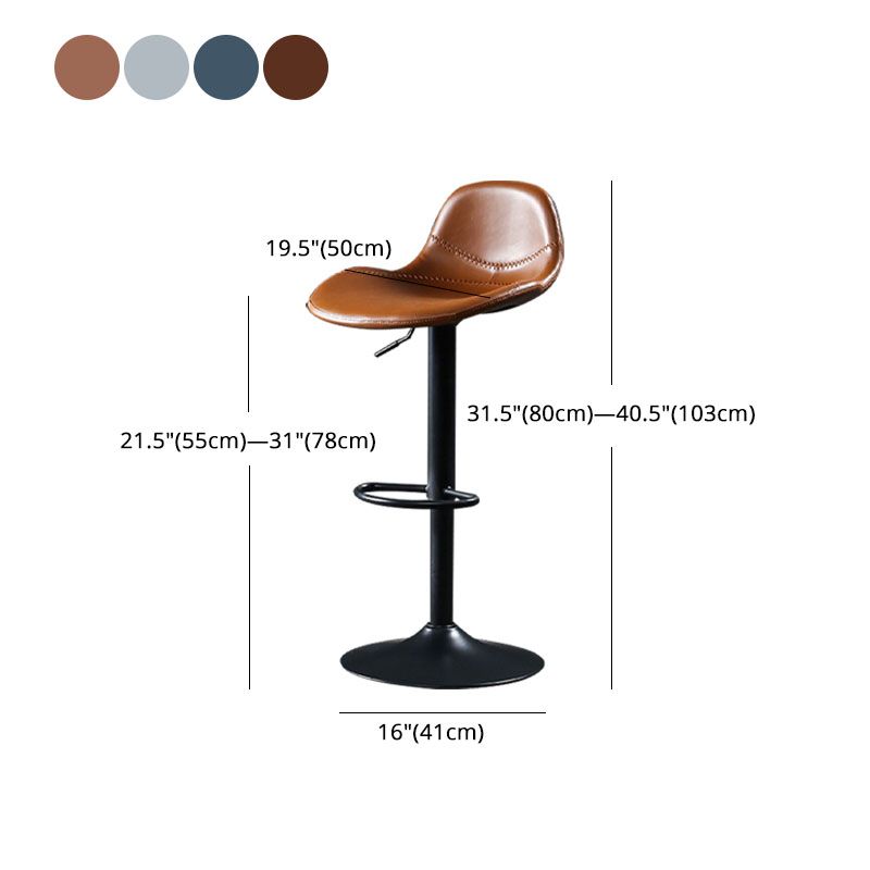 Taburetes de bar escandinavos giratorios negros de los taburetes del mostrador del cuero del hierro de la altura ajustable