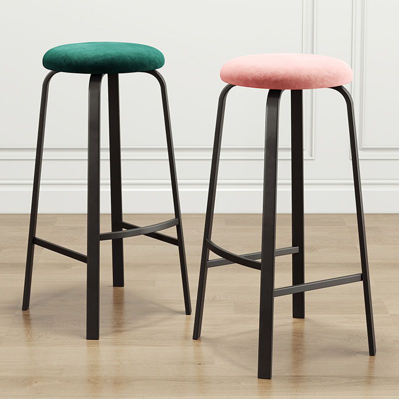 Modern Stackable Footrest Barstool Matte Finish Upholstered Home Stool