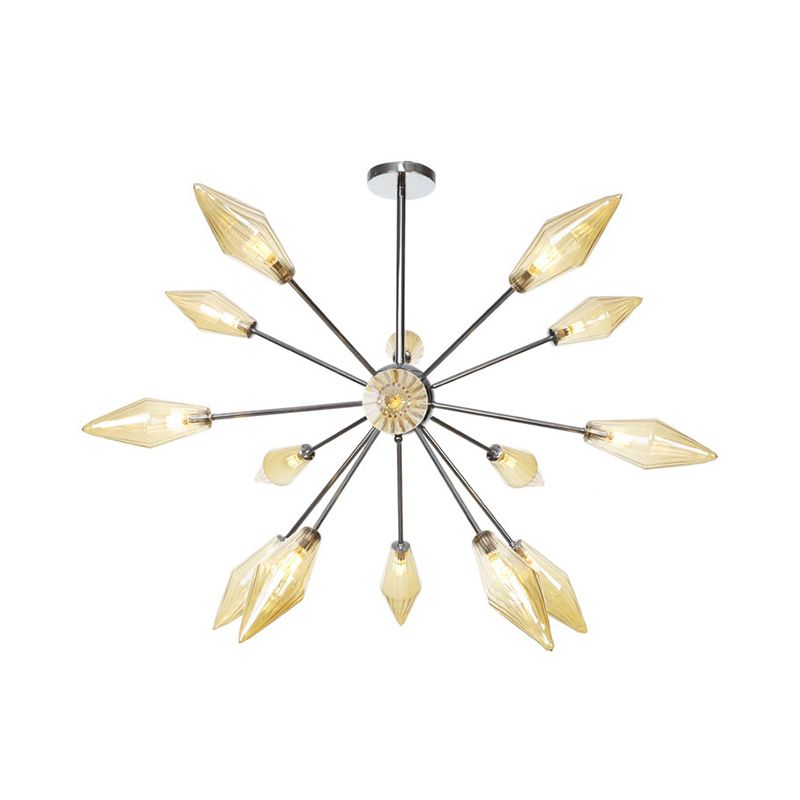 9/12/15-licht woonkamer hangende kroonluchter lamp Industrial Amber/Clear Pendant Light met diamantglasschaduw