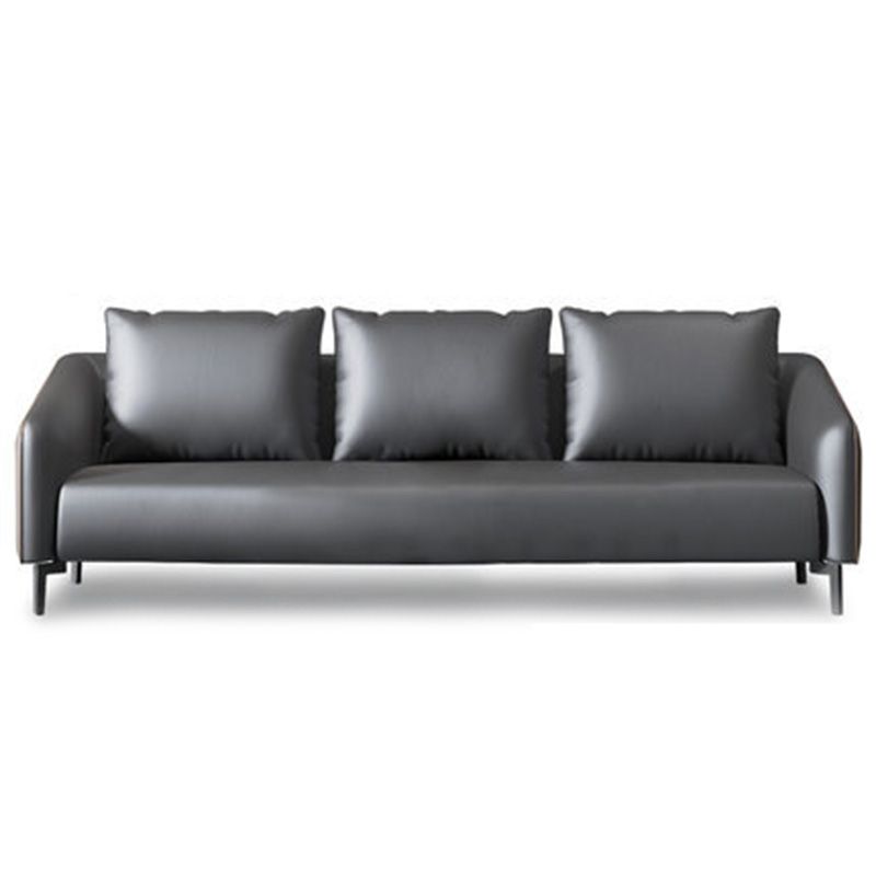 Zeitgenössischer Standardtuxedo Arm Loveat Leder Loveseat mit Kissen