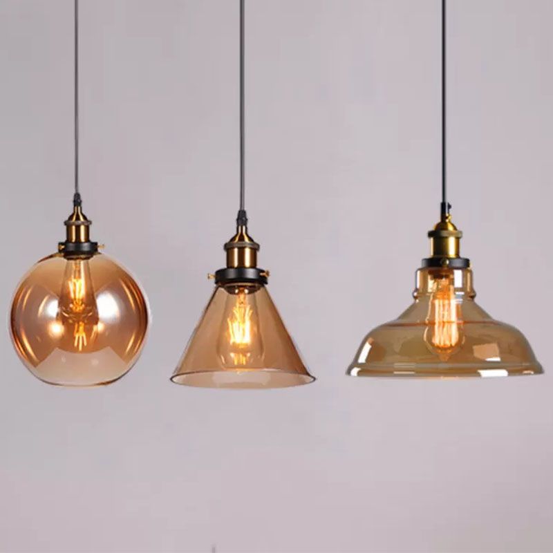 Luci a sospensione geometrica a 1 luce Luce sospesa industriale con tonalità di vetro