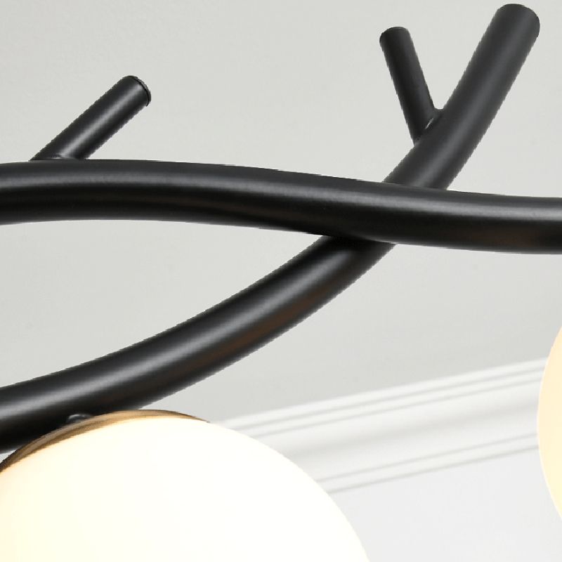 Iron and Glass Kitchen Island Fixture Modern 4 - Light Pendant Fixture in Black / Gold