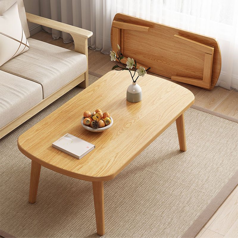 Foldable Wooden Coffee Table Elliptical 4 Legs Cocktail Table