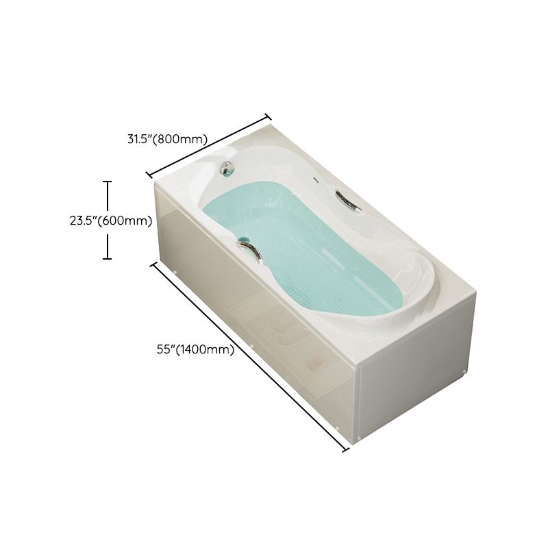 Freestanding Acrylic Bathtub Soaking White Square Modern Back to Wall Bathtub