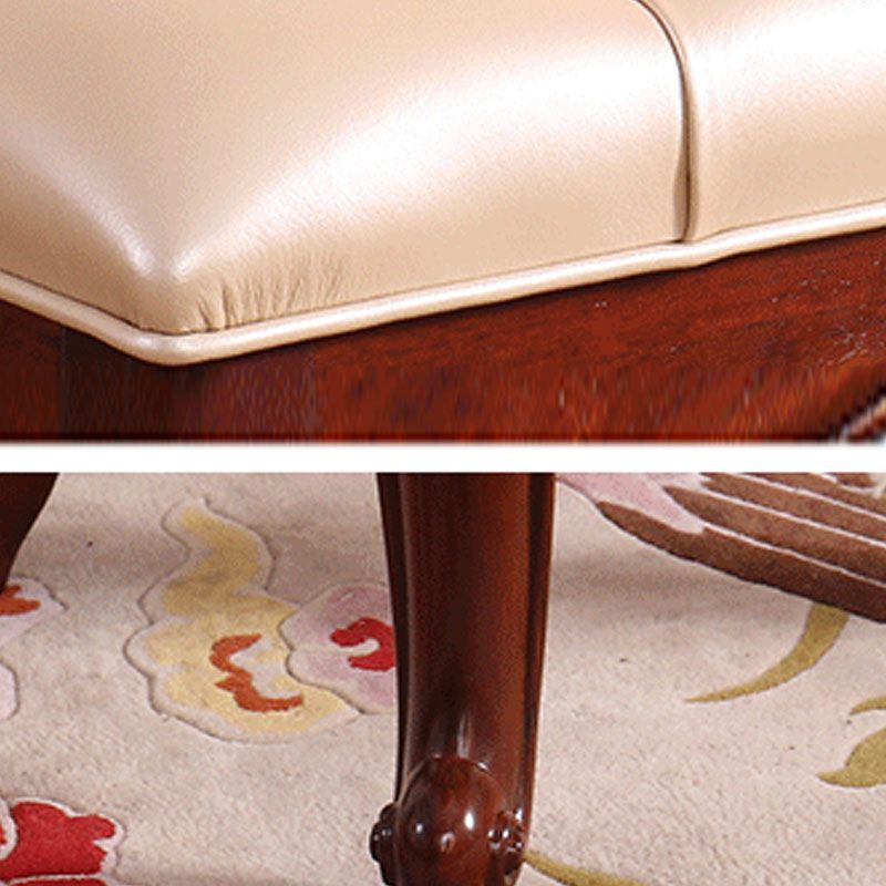 Mid-Century Modern Ottoman Faux Leather Upholstered Tufted Rectangle Ottoman