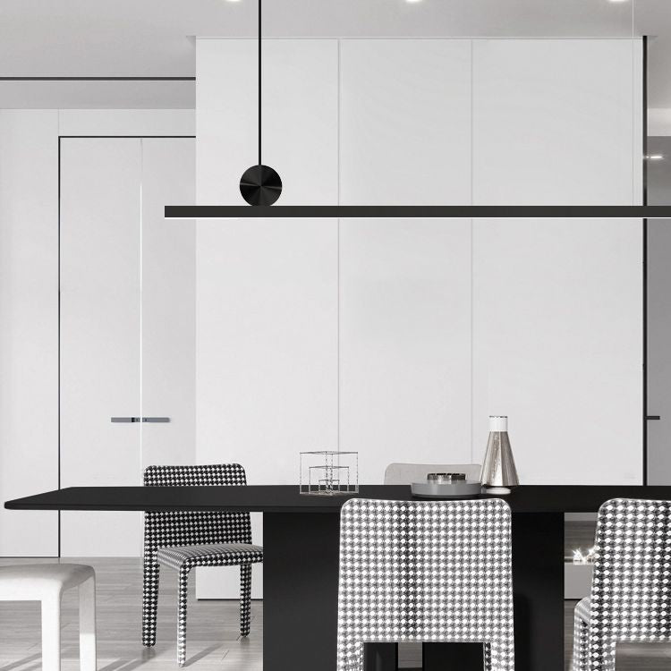 Illuminazione dell'isola contemporanea illuminazione isola lineare luce appesa in nero