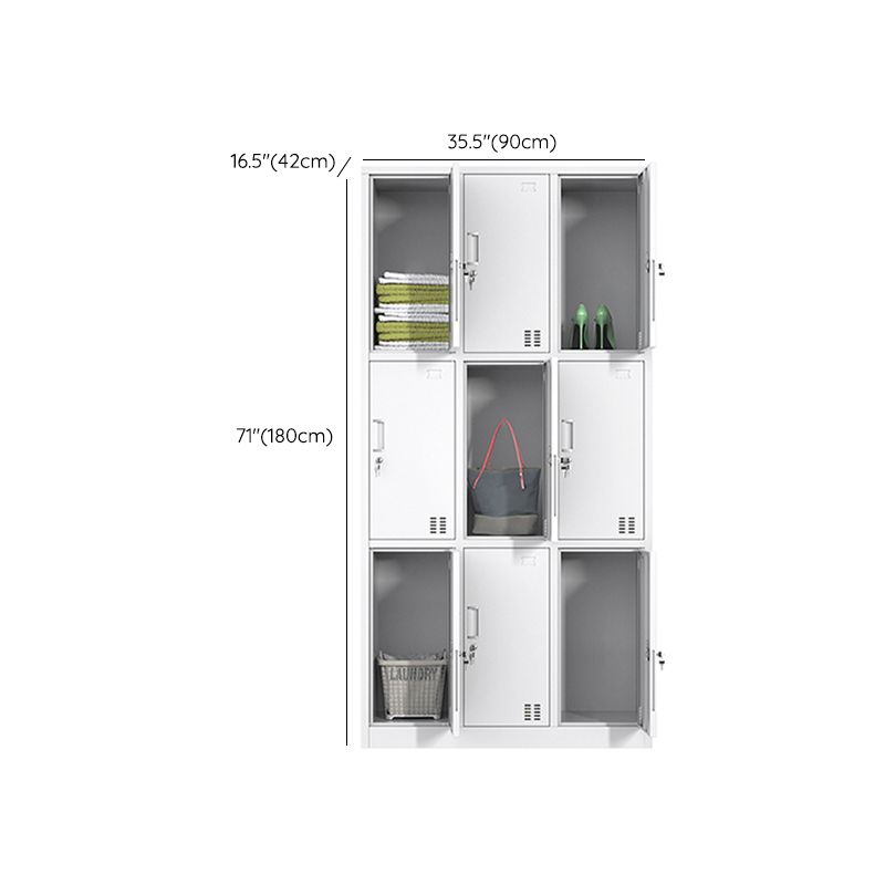 White Steel Cabinet with Hinged Doors Modern Storage Cabinet