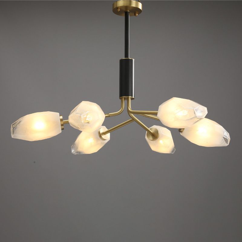 Post-Modern Metal Hanging Chandelier Light White Glass Shade Ceiling Chandelier in Gold for Living Room