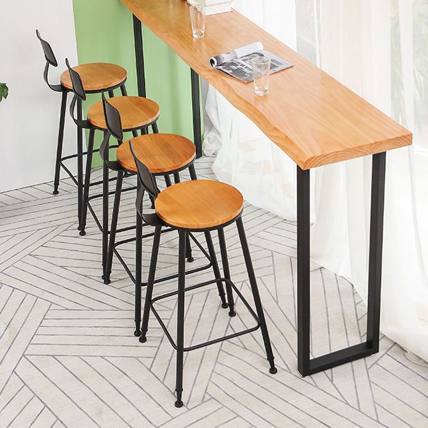 Industrial Bar Stools Solid Wood Armless Barstool in Natural