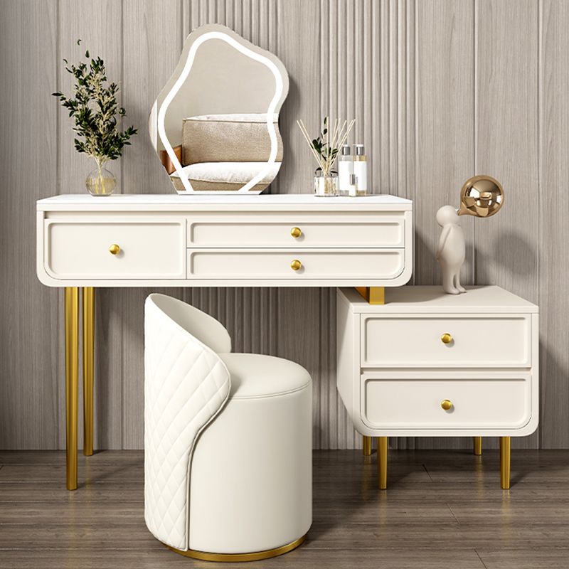 3/5 Storage Drawers Make-up Vanity Solid Wood and Stone Dressing Table