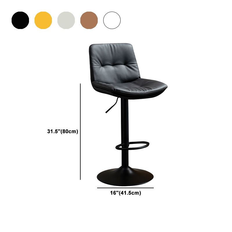 Contemporary Metal Barstool Faux Leather Footrest Adjustable Low Back Counter Stool