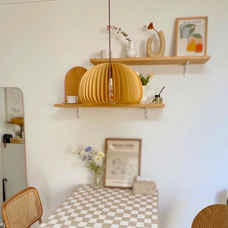 Wood Ceiling Pendant Light Modern Pumpkin Home-Stay Down Lighting with 1 Light