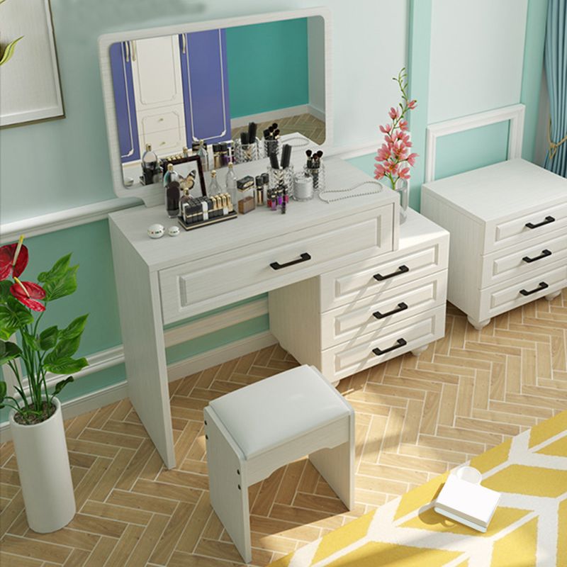 White Mirrored Vanity Bedroom Make-up Vanity 3-Piece Table Set