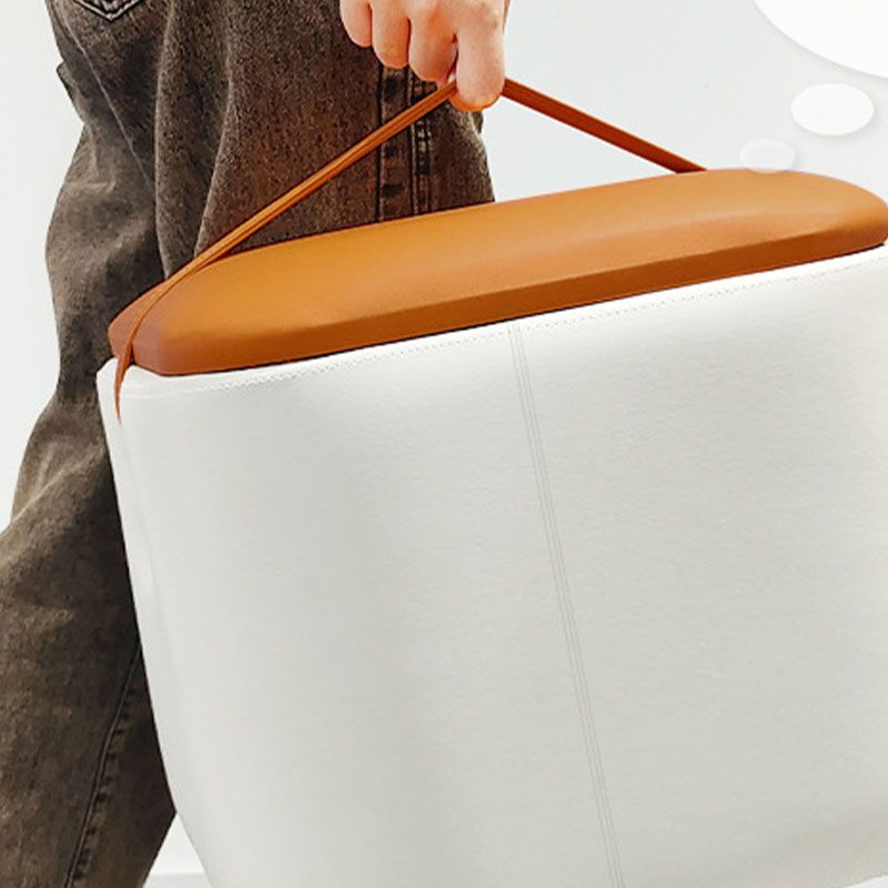 Modern Pouf Ottoman Fabric Upholstered Solid Color Portable Square Ottoman with Storage