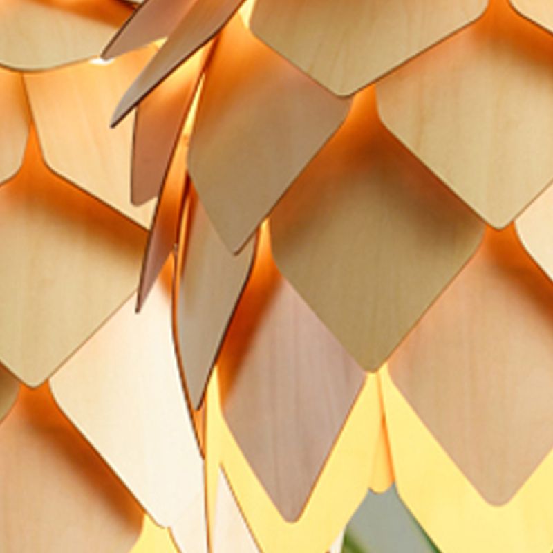 Modern Simple Hanging Light Wooden Shade Pendent Lighting Fixture for Sitting Room