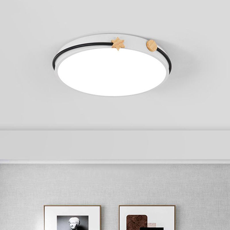 Acrylic Round Ceiling Flush Nordic LED Flush Lamp in White/Green/Blue with Headband Deco for Living Room