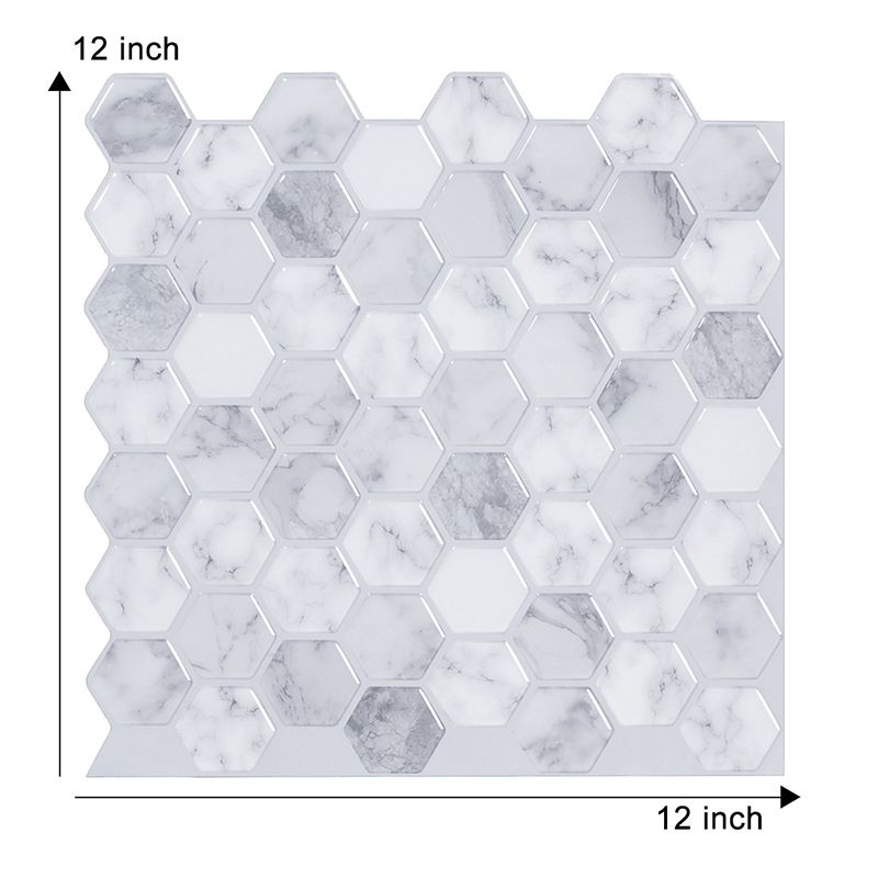 Modern Marble Wallpaper Panels Grey and White Honeycomb Pattern Wall Art, Stick On