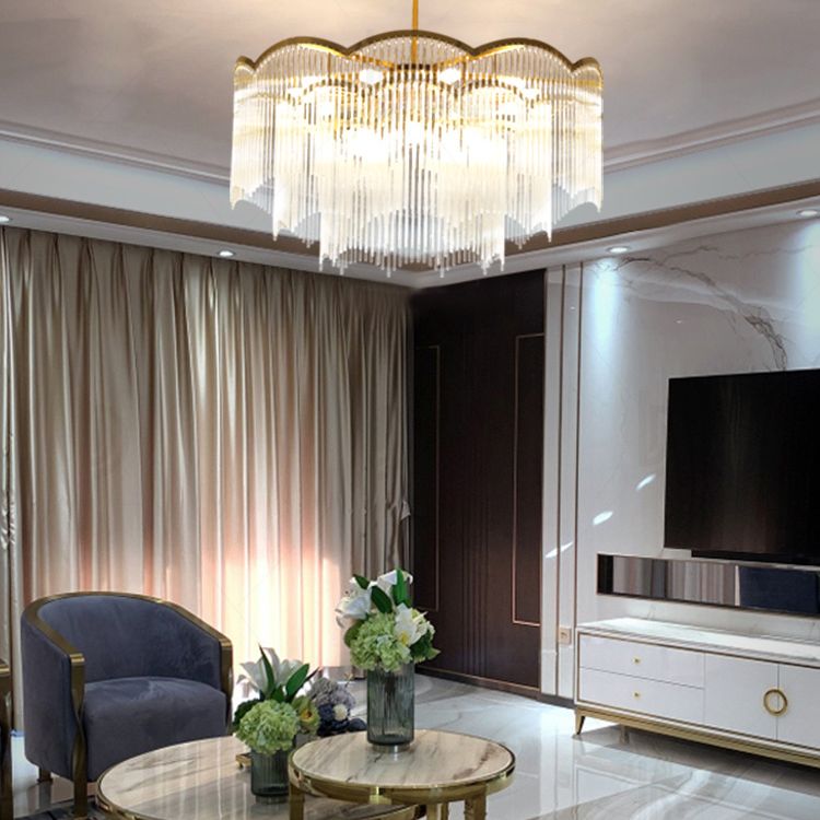 Postmodern Chandelier Lighting with Clear Glass Shape Pendant Lamp for Living Room