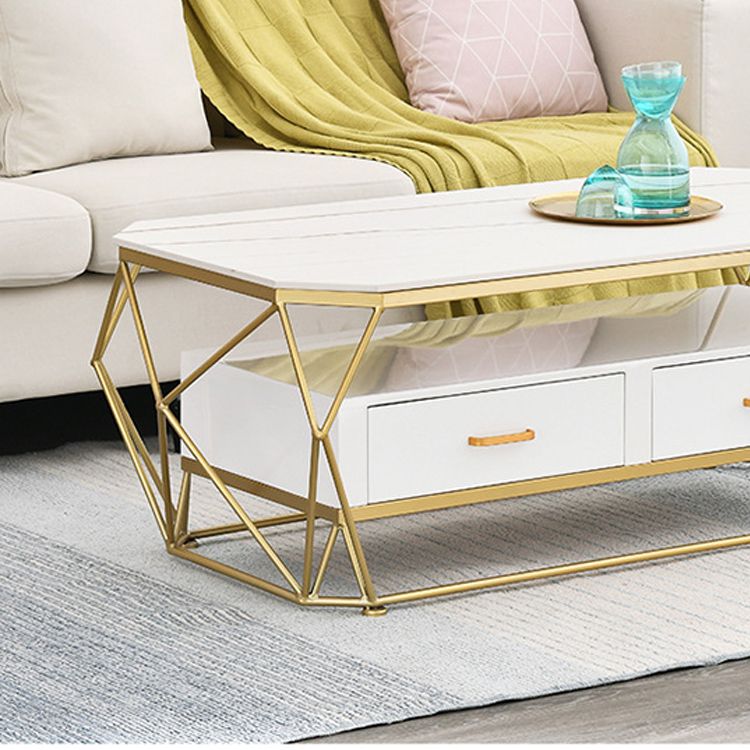 Geometric Slate 2 - Drawer Coffee Cocktail Table with Storage Shelf