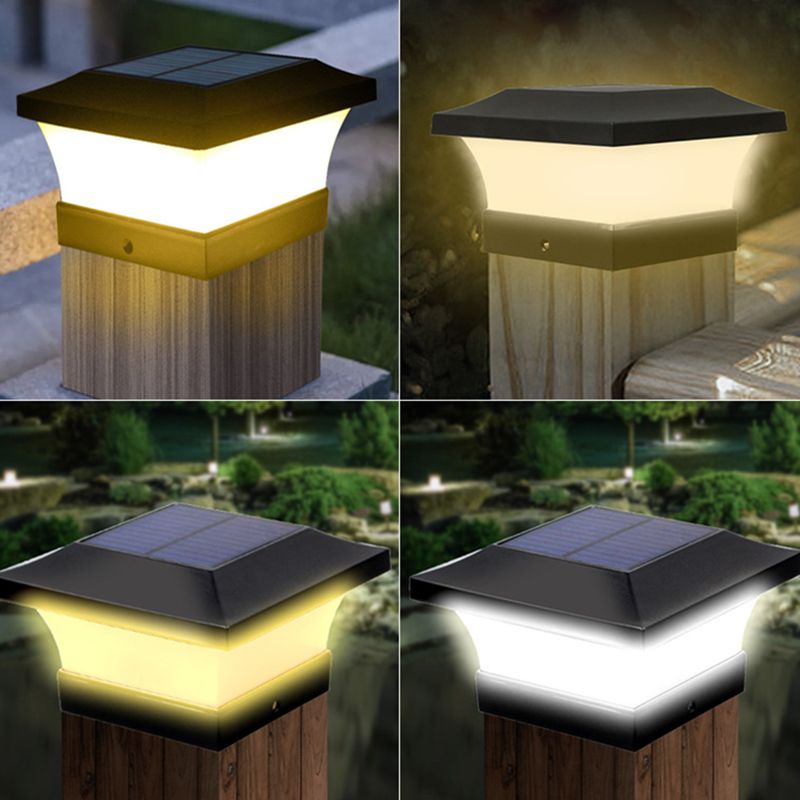 Black Contemporary Metal Pillar Lamp Square Shape Outdoor Waterproof Light