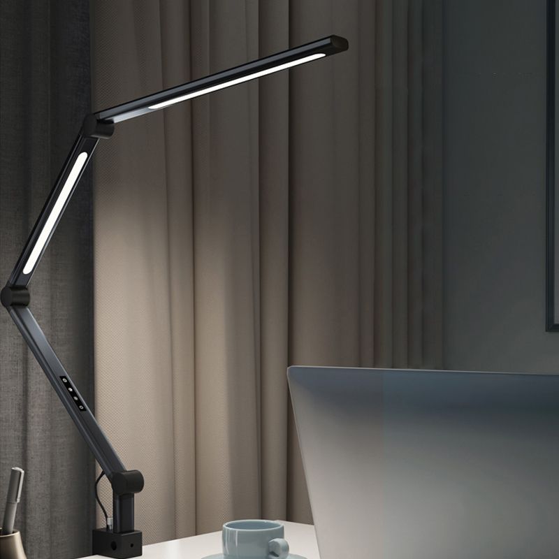 Lampade da tavolo da notte lineari in stile moderno in metallo 2 comodini leggeri in nero