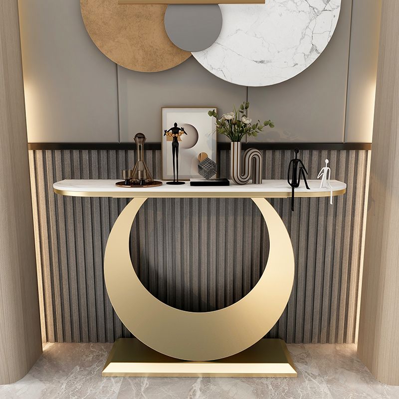 31.5" Tall Stone Accent Table Modern Stain Resistant Console Table
