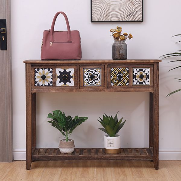 Mid-Century Modern Accent Table with Drawers for Hall Console