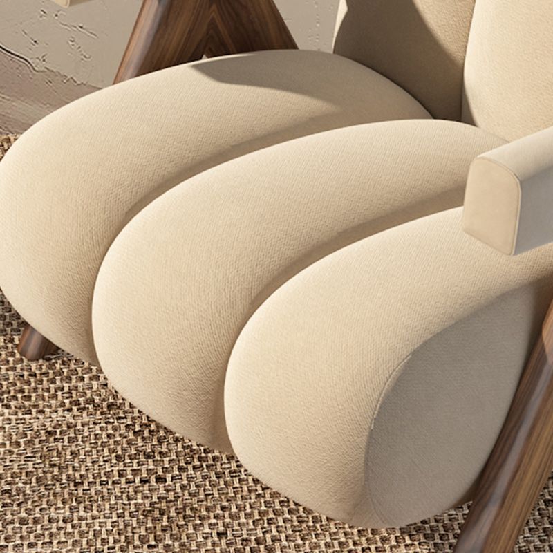 Scandinavian Wood Frame Lounge Chair Sewn Pillow Back Arm Chair