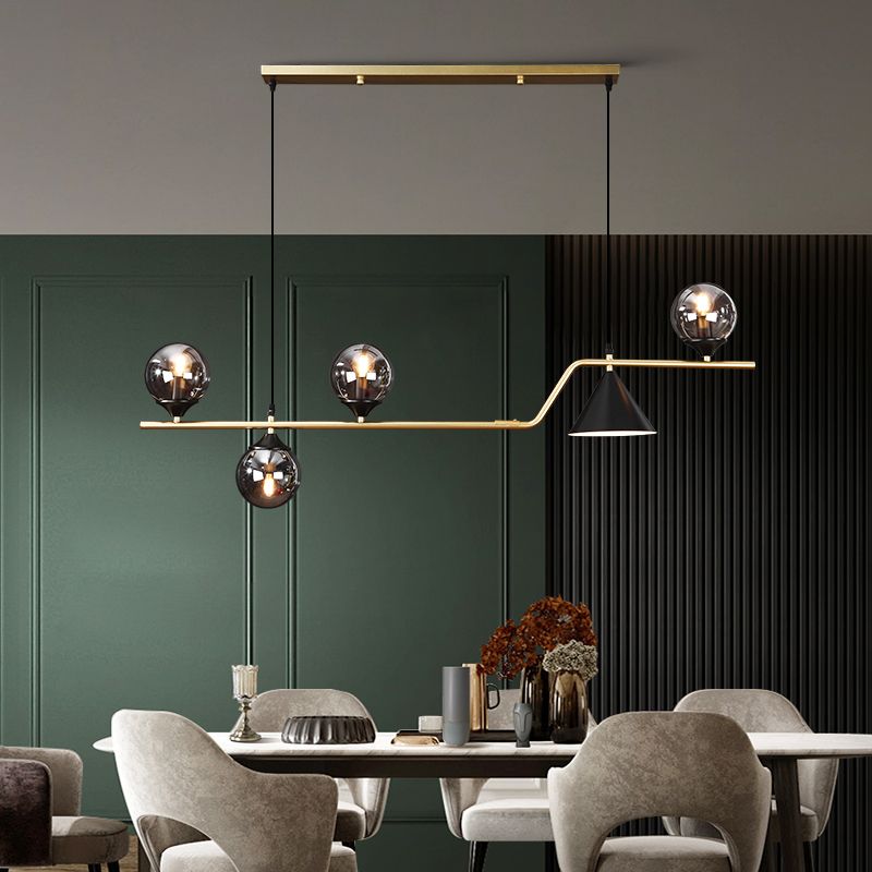Contemporary Style Spherical Hanging Pendant Lights Glass Island Lights