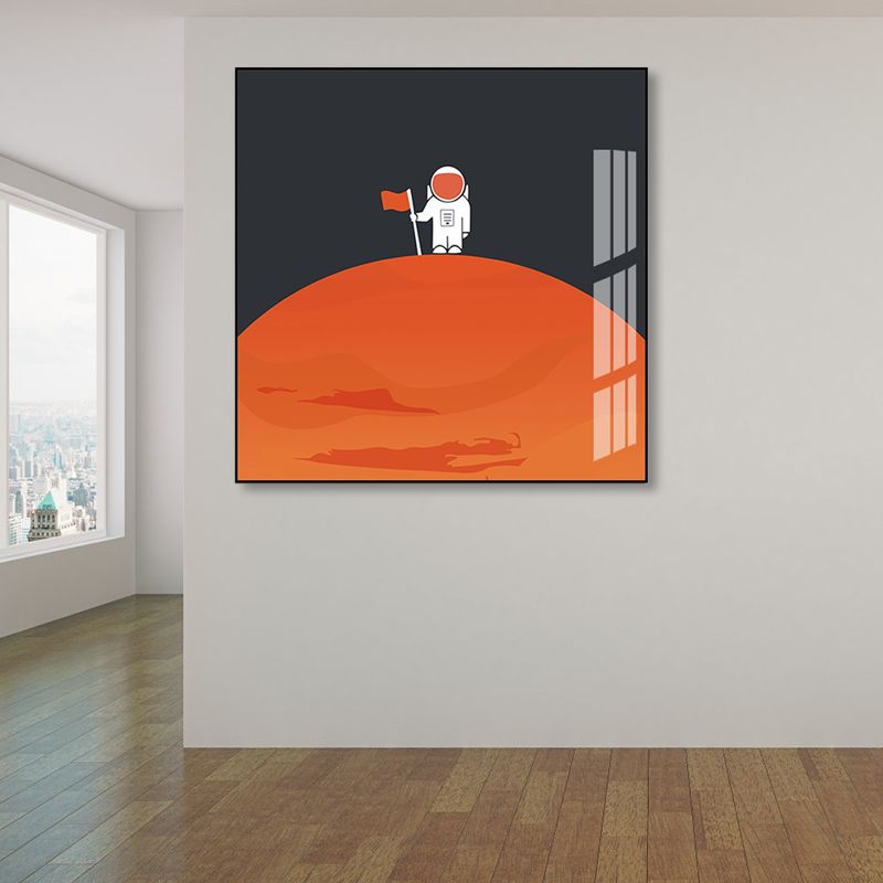 Outer Space Scenery Wall Art Set Soft Color Kids Style Canvas Print for Family Room