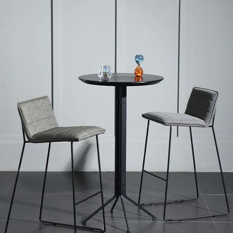 Contemporary Armless Upholstered Low Back Bar Stools with Metal Base