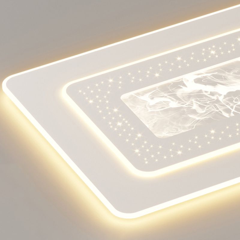 LED Metal Flush Mount Geometric Shape Modern Ceiling Light with Acrylic Shade for Bedroom