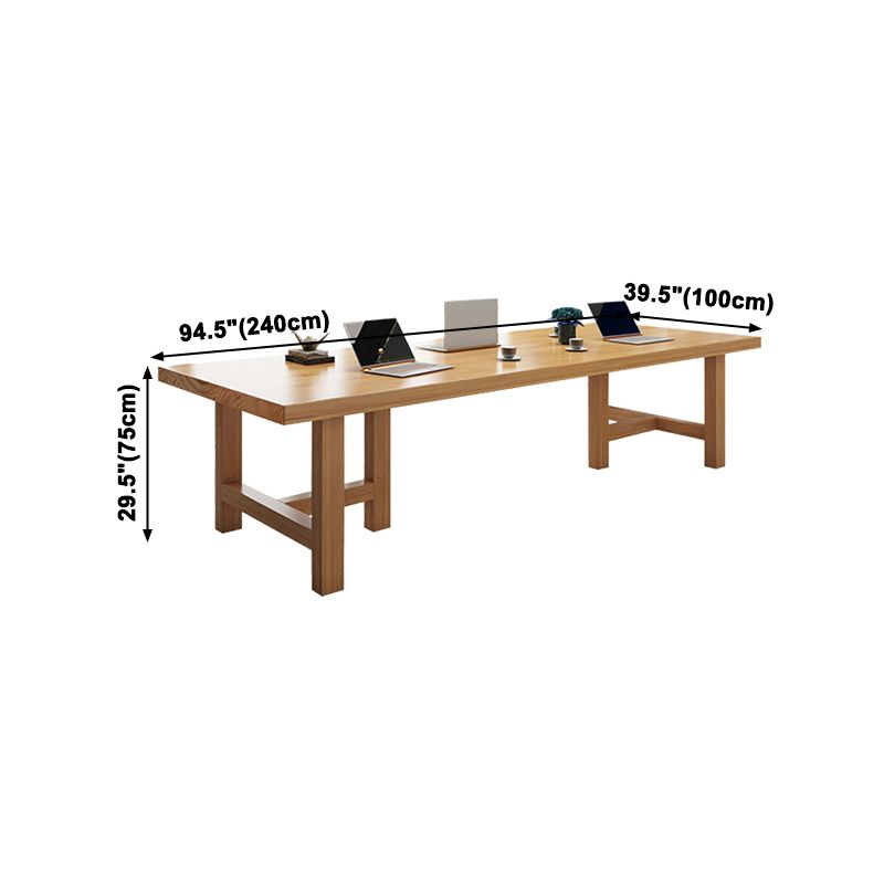 Rectangle Industrial Dining Room Table Pine Solid Wood Table with Double Pedestal