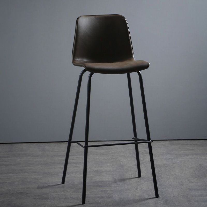 Faux Leather Dining Stools Armless Bucket Bar Stools with Footrest